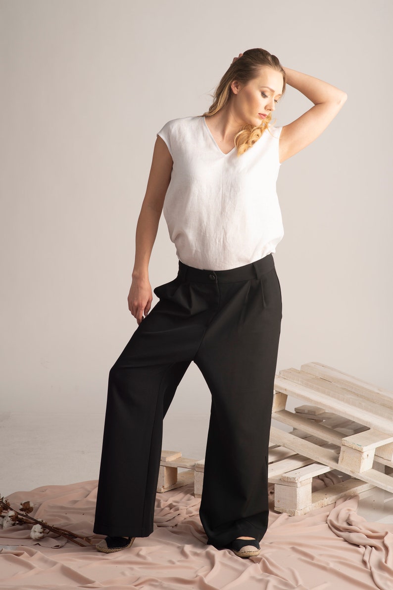 Plus Size Linen White Blouse White Linen Top Minimalist Clothing Casual Top Loose Top Oversize Top Summer Linen Top Linen Clothing