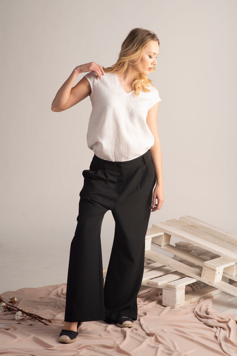 Plus Size Linen White Blouse White Linen Top Minimalist Clothing Casual Top Loose Top Oversize Top Summer Linen Top Linen Clothing