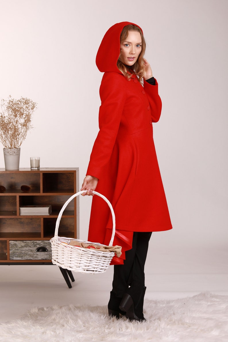 Red Riding Hood Coat Comfy Wool Coat Princess Coat Red Maxi Etsy UK