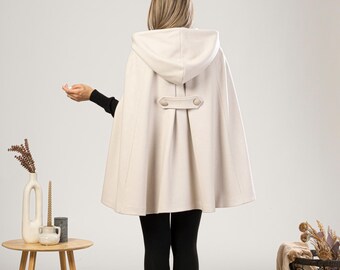Elven Forest Cape Coat With Roomy Hood, Large Blazer Cloak With