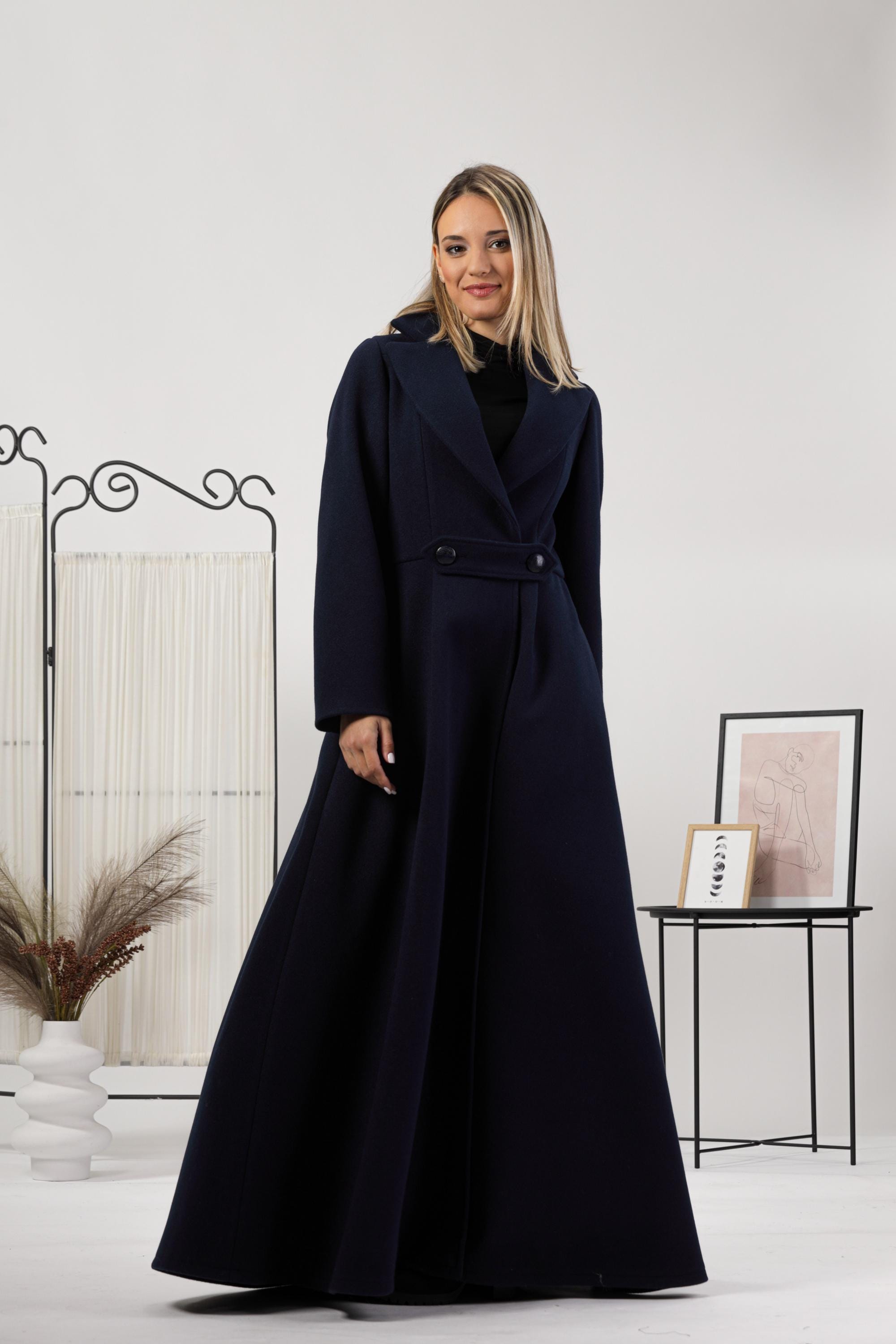 Maxi Winter Coat, Edwardian Style Floor Length Coat, Long Vintage