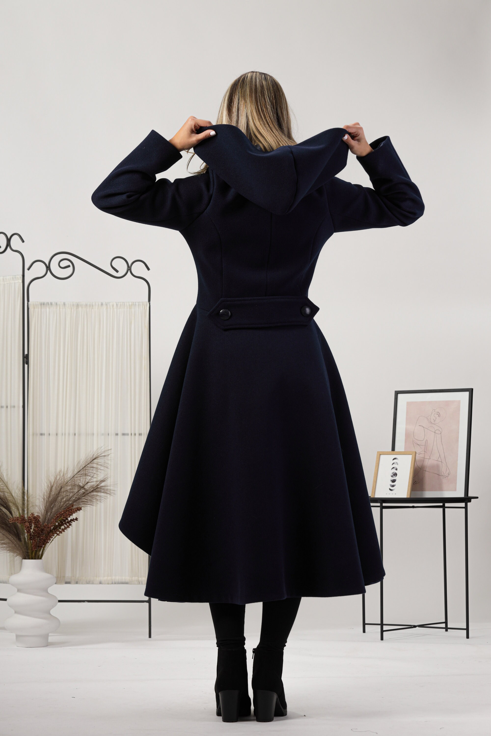 Vintage Style Princess Coat Black Maxi Coat Full Length , 43% OFF