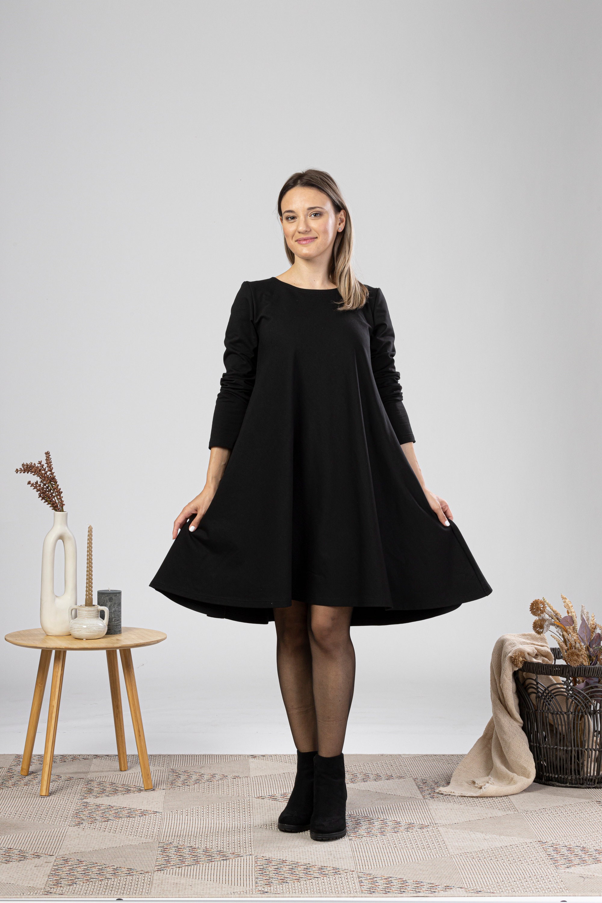 cotton midi dresses with sleeves poplin puff sleeve dress – navy heat iron on reverse Chiffon Mid-Sleeve A-line Gown Length_Mini Color:Burgundy