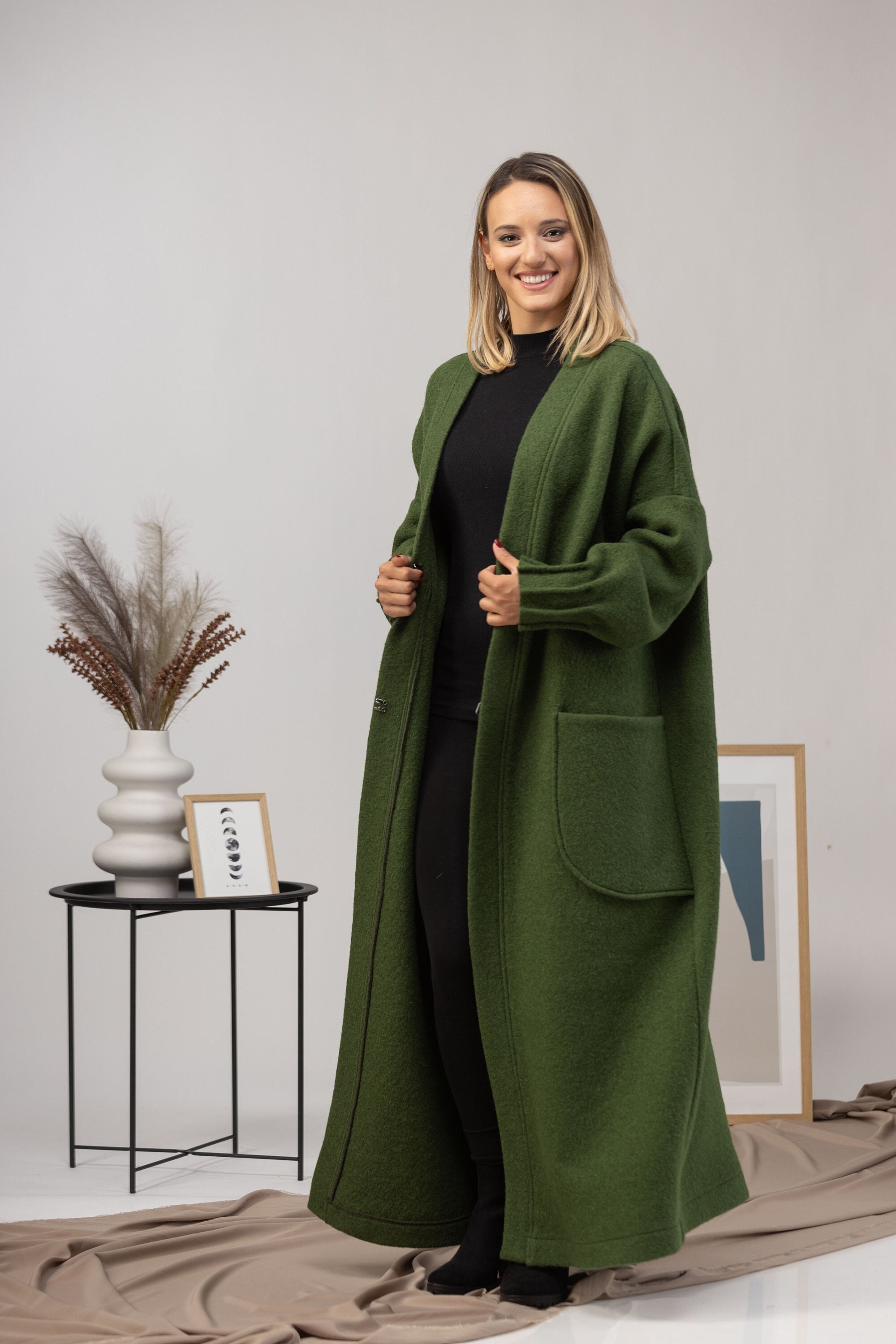 Wool Long Cardigan, Maxi Oversize Cardigan, Winter Wool Jacket, Forest Green Sweater Cardigan With Huge Pockets, Plus Size Winter Clothing - Etsy Wool Long Cardigan, Maxi Oversize Cardigan, Winter Wool Jacket, Forest Green Sweater Cardigan With Huge Pockets, Plus Size Winter Clothing - Etsy