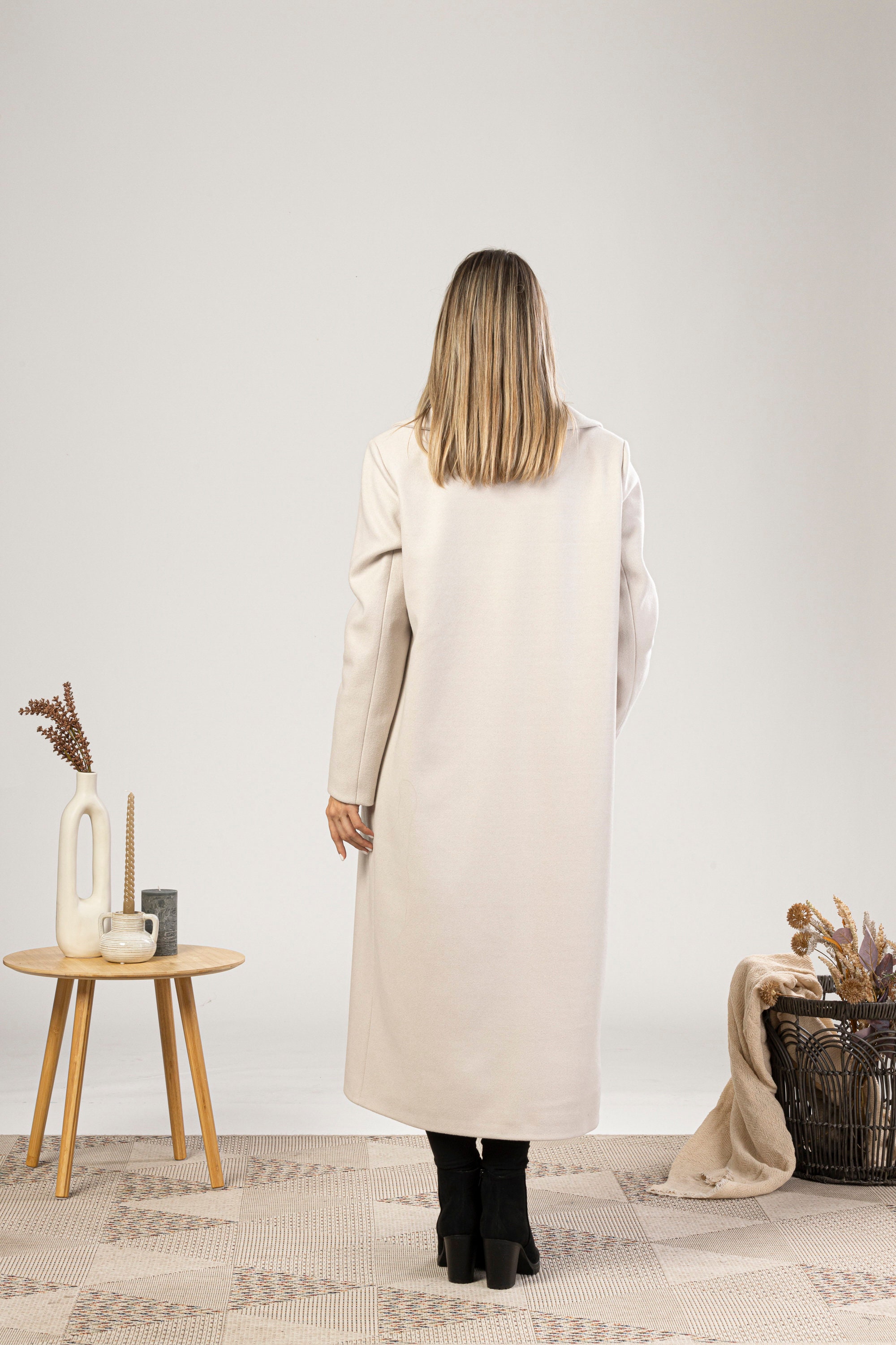 Long off White Coat by Nikkaplace, Old Money Style Clothes, Maxi