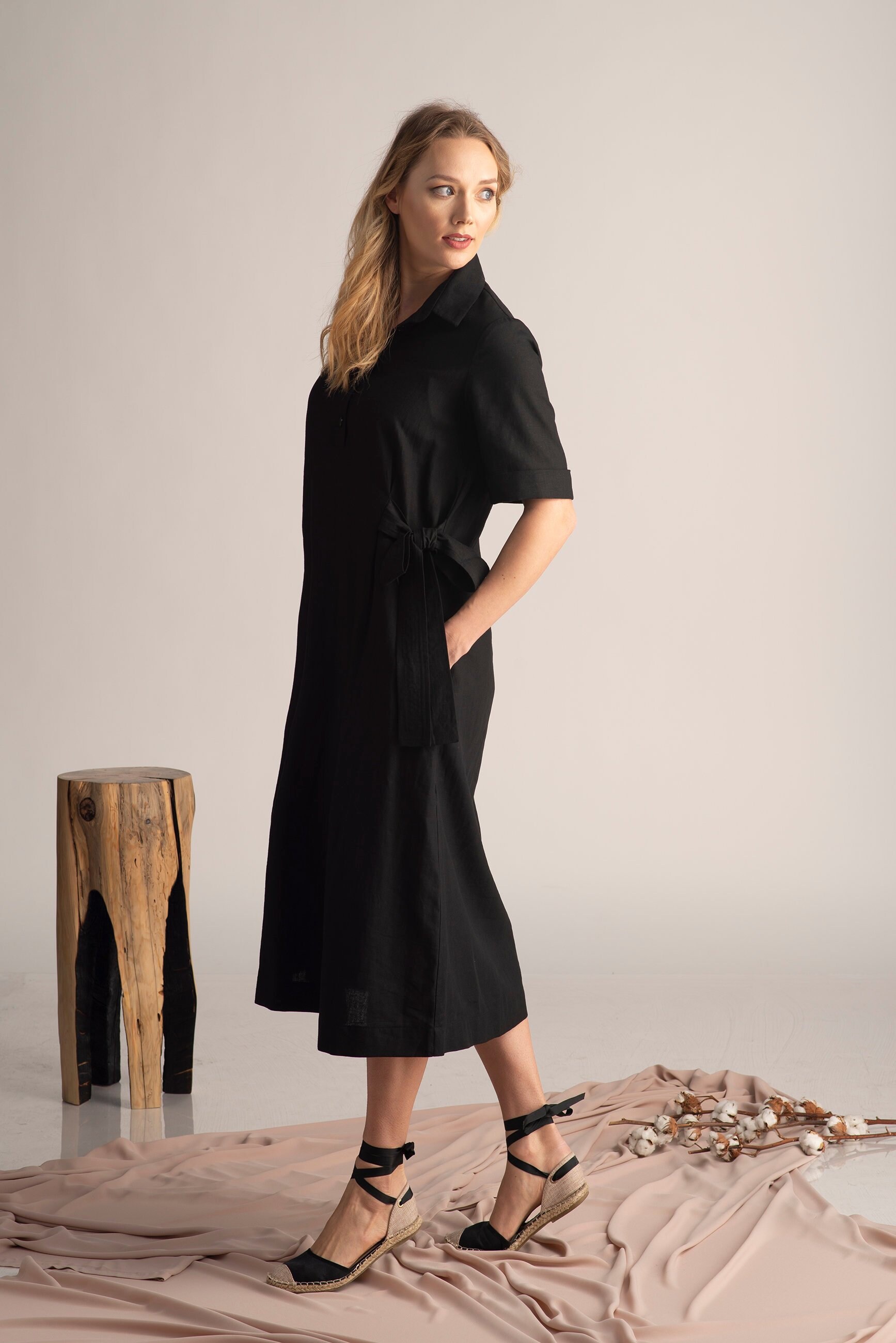 black linen kaftan