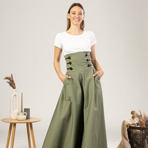 High Waisted Empire Line Victorian Walking Skirt for Summer, Edwardian Designer-Made Skirt, 19th Century Maxi Skirt,Fancy Dressy Retro Skirt image 3