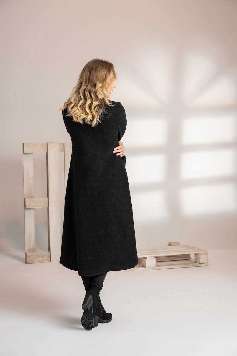 Black Wool Coat Elegant Coat Plus Size Coat Women Long Etsy