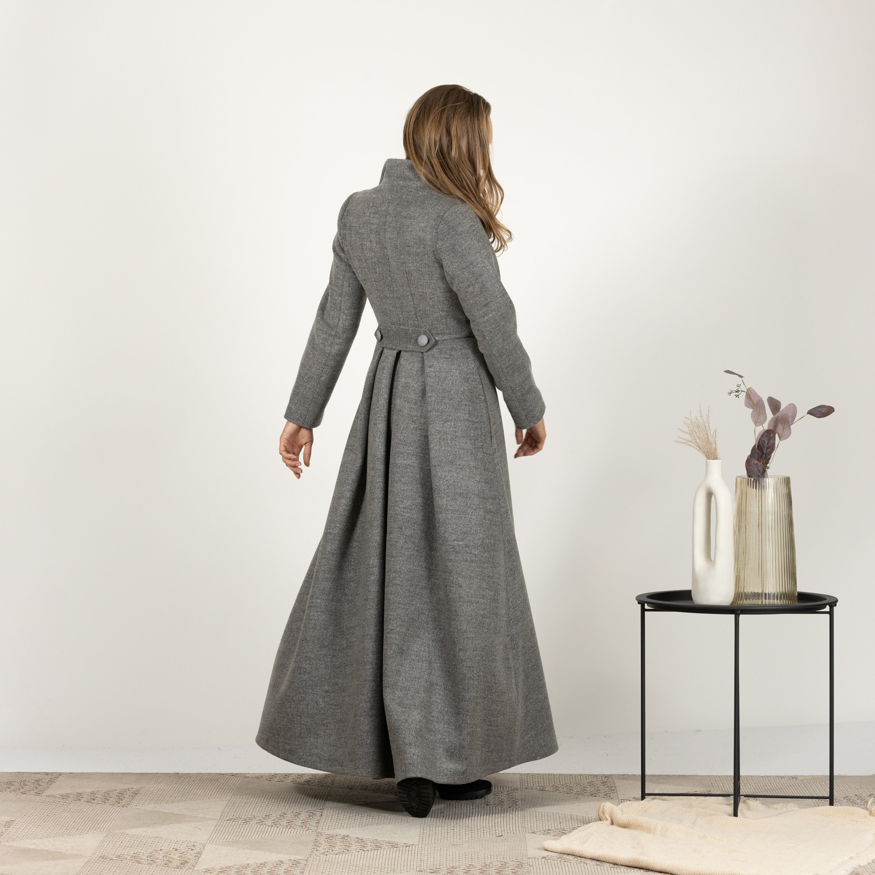 Victorian Maxi Vintage Style Coat, Winter Edwardian Long Trench