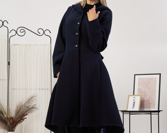 新品★ LITTLE FLARE LINE ART LONG COAT Amazon.com: Allegra K Women's Notch Lapel Double Breasted