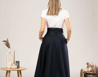 1900年代ヴィンテージ風エドワード朝ブルースカート、マキシ丈サマー