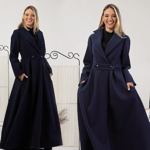 Floor Length Wool A-Line Coat, Dramatic Oversize Winter Designer Coat by NikkaPlace