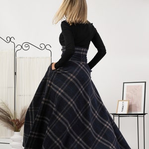 Tartan Plaid Edwardian Skirt, Wool Walking Skirt, Outlander Wool Skirt, Scottish Style Maxi Skirt, Dark Academia Long Winter Riding Skirt image 4