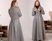 Floor Length Winter Riding Coat, Wool Princess Overcoat