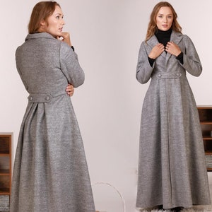 Floor Length Winter Riding Coat, Wool Princess Overcoat, Victorian Style Jacket, Extra Long Skirted Wool Coat, Tailored Gothic Jacket Coat