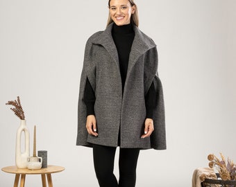 ジャケット・アウター IORE PONCHO COAT / CHARCOAL GRAY PONCHO COAT – IORE