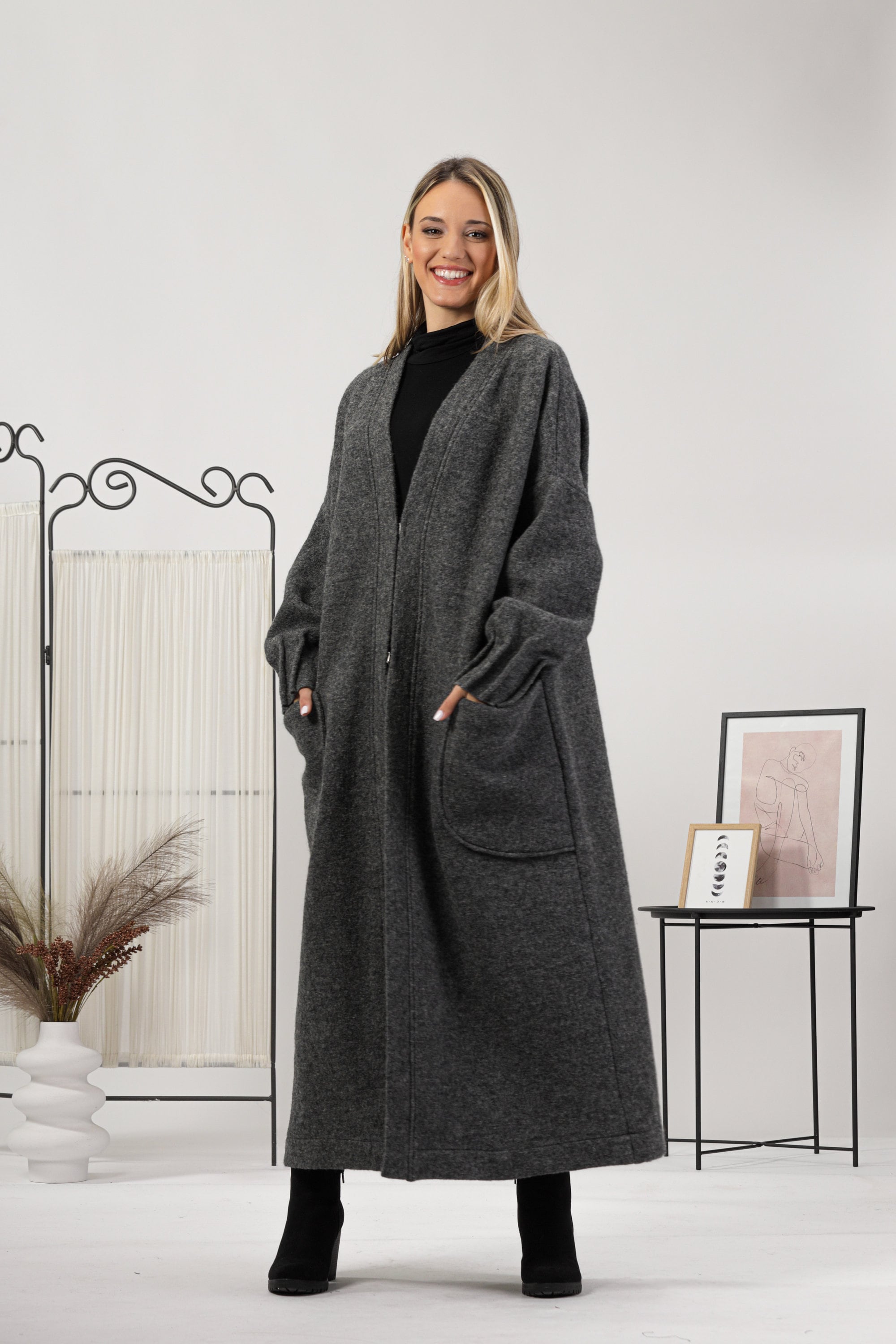 cardigan long duster coat plus size