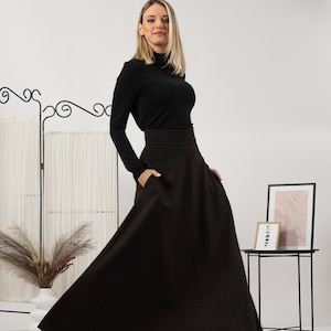 Damen Winterrock Hochtailliert - Karierter Wollrock Maxi A-Linie