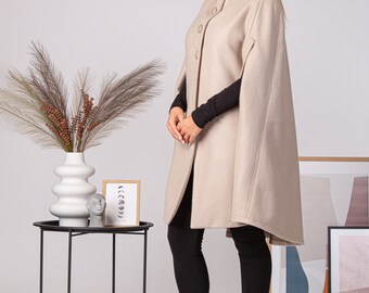 ジャケット・アウター eaphi high neck wool cape coat brown eaphi high neck wool cape coat brown ジャケット・アウター