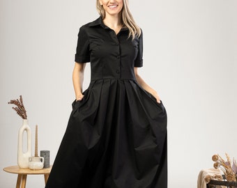 Summer Fit and Flare Shirt Dress, Mother of the Bride Maxi Formal