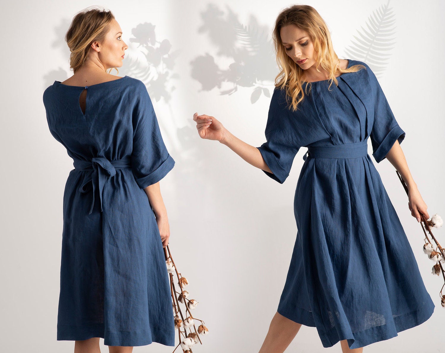 Linen Modest Dress Vintage Style Dress Plus Size Linen Wide | Etsy
