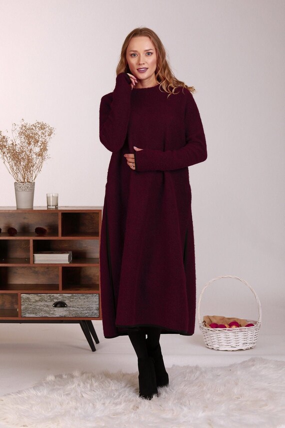 Wollpullover Kleid in Größe S Winter Tunika Kleid - Etsy Österreich