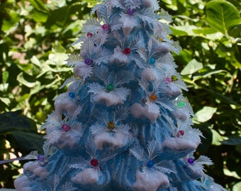 Christmas Tree Lighted White And Gold Ceramic Bird Bulbs 12 Inch Tabletop Lamp Signed 1 Christmas Tree Decorations Christmas Tree Lighting Tree Decorations