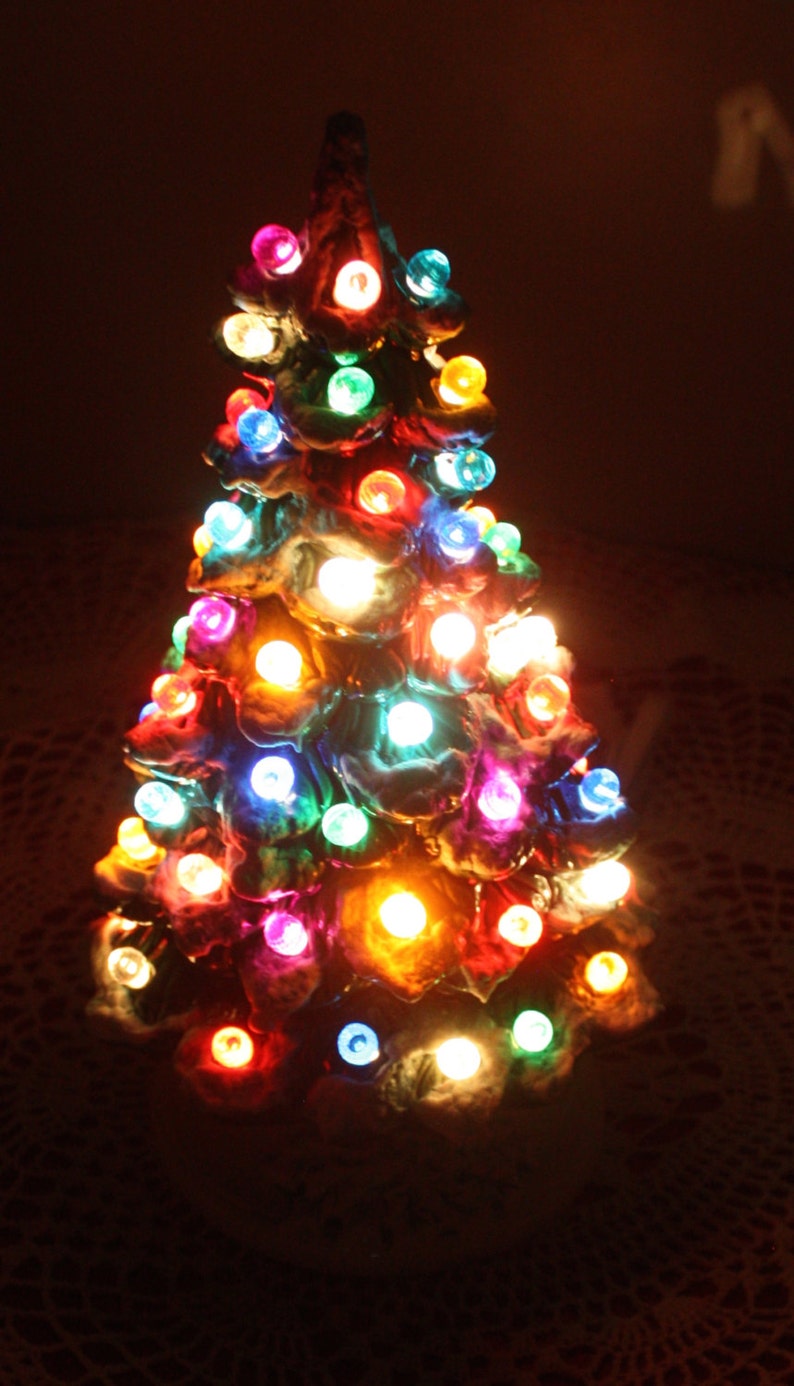 Ceramic Christmas Tree With Snow And Lights 