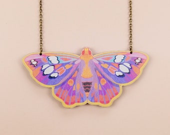 Maximalist Butterfly Statement Necklace ~ chunky wooden cottagecore laser cut jewelry