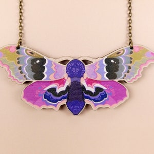 Maximalist Poplar Sphinx Moth Chunky Necklace statement goblincore whimsigoth nature-inspired jewelry image 2