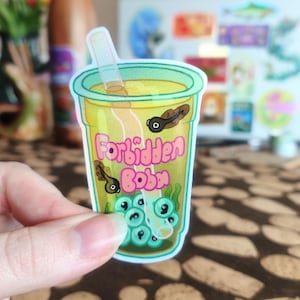 Forbidden Boba sticker ~ pondlife frogspawn and tadpoles bubble tea