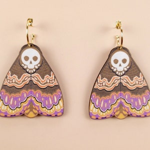 Maximalist Deaths Head Moth Lesbian Earrings ~ dark cottagecore witchy nature-inspired jewelry