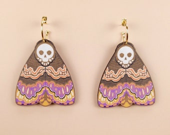 Maximalist Deaths Head Moth Lesbian Earrings ~ dark cottagecore witchy nature-inspired jewelry