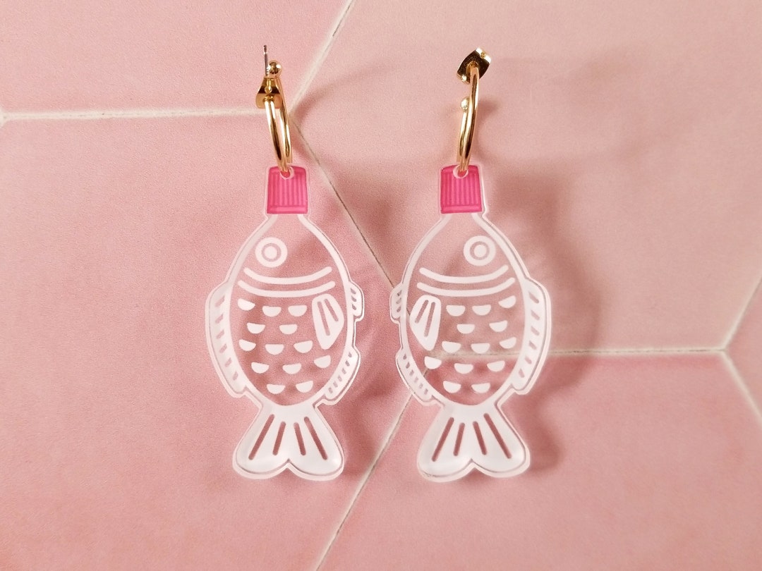 Soy Sauce Fish Gold Hoop Earrings Laser Cut Recycled Clear Etsy Australia
