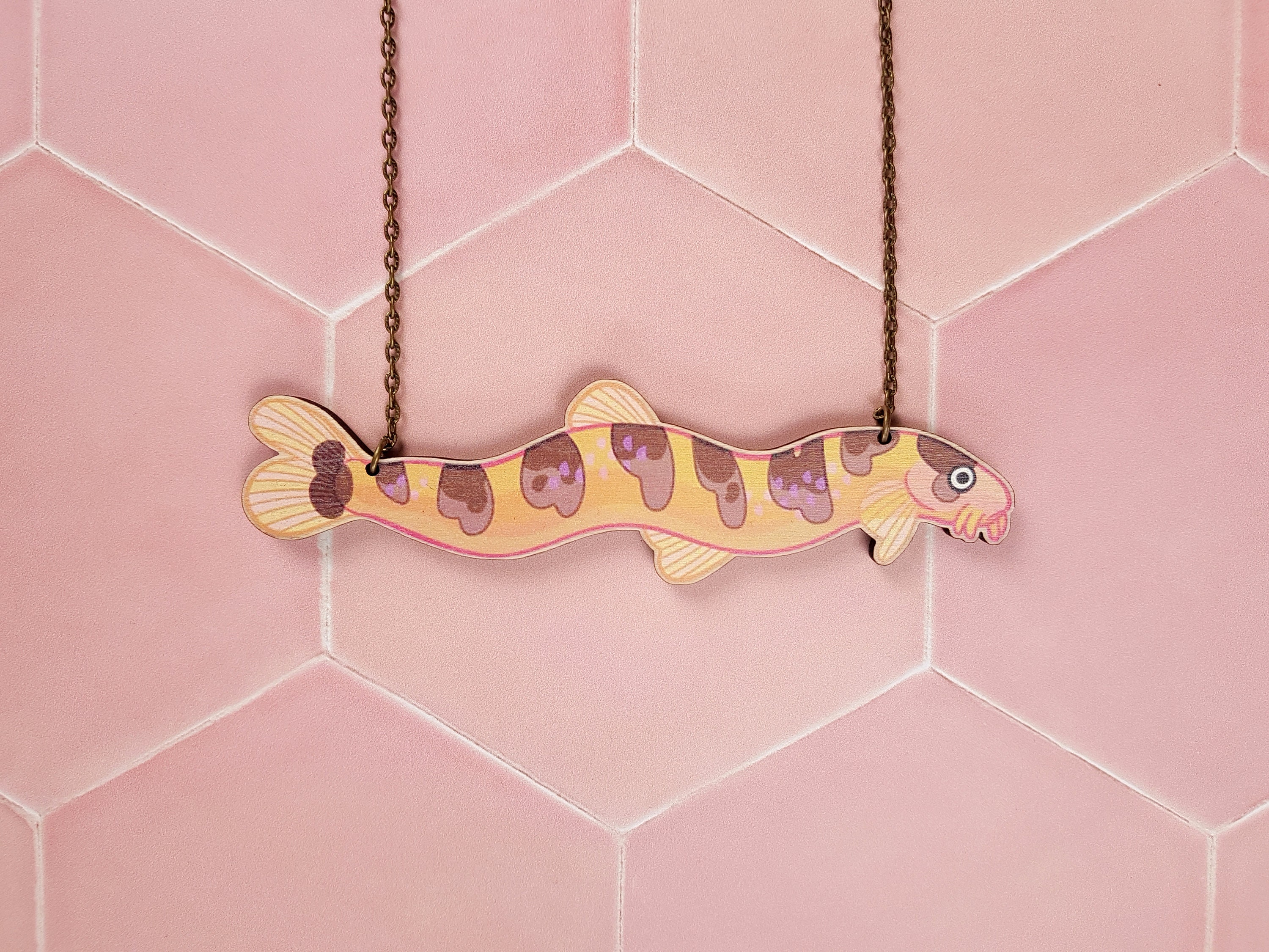 Chunky Kuhli Loach Fish Necklace Cool Quirky Weird Leopard Cinnamon Eel 