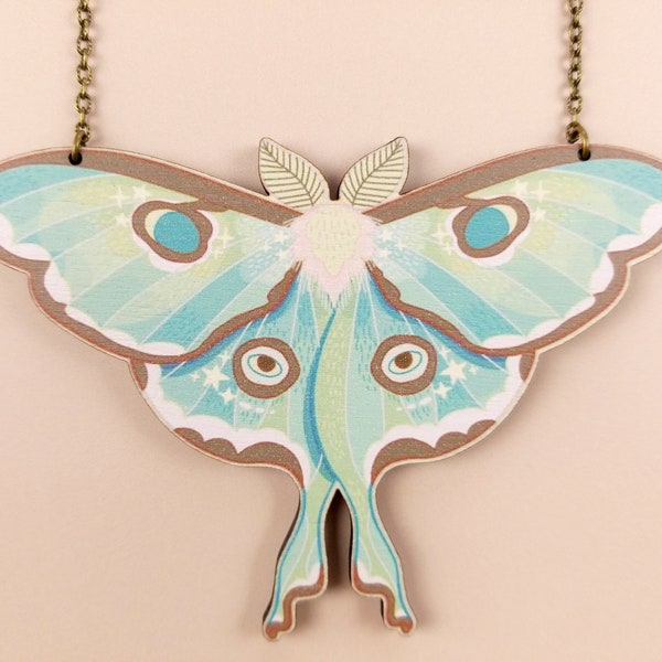 Celestial Luna Moth Statement Necklace ~ cottagecore whimsigoth witchy nature-inspired jewelry