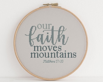 Faith Moves Mountains Cross Stitch Pattern: Christian DIY (PDF Pattern)