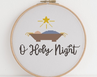 O Holy Night Nativity Cross Stitch Pattern: Modern Christmas PDF (Instant Download)