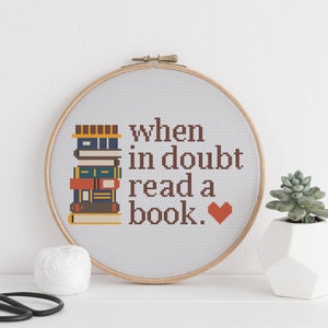 Modern Cross Stitch Pattern Read A Book PDF - Instant Download, Beginning Cross Stitch, Counted Chart,  DIY Art, PDF Download