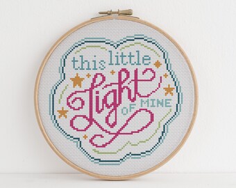 Modern Cross Stitch Pattern This Little Light of Mine PDF - Instant Download, Beginning Cross Stitch, Counted Chart,  DIY Art, PDF Download
