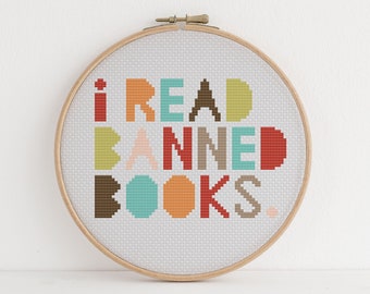 I Read Banned Books Cross Stitch Pattern: Modern DIY Art (PDF Download)