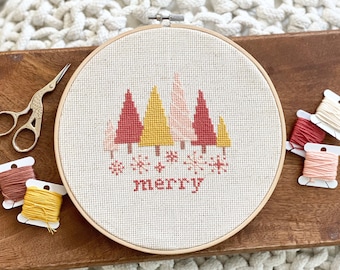 Modern Christmas Trees Cross Stitch Pattern: Beginner DIY (PDF Pattern)