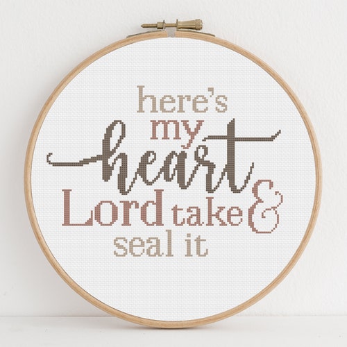 Modern Cross Stitch Pattern Faith Hymn Quote PDF Here's Etsy