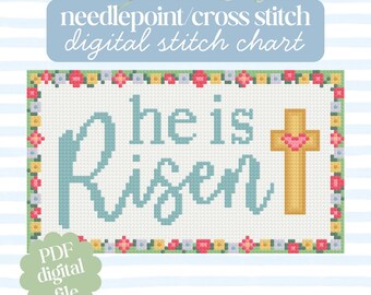 Needlepoint and Cross Stitch Easter Pattern: He Is Risen (PDF Download)