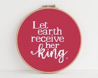 Christmas Quote Cross Stitch Pattern: Let Earth Receive Her King (PDF Download)