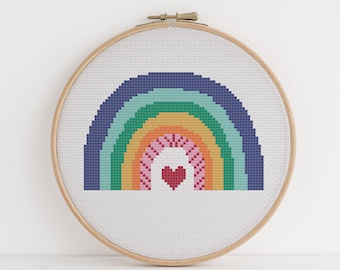 Bright Rainbow Cross Stitch Pattern: Beginner DIY Art (PDF Download