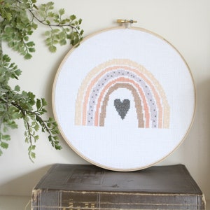 Modern Cross Stitch Pattern Boho Rainbow PDF - Modern Pastel Rainbow - Instant Download - Beginning Cross Stitch Counted Chart - DIY Art
