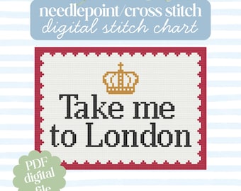 London Cross Stitch or Needlepoint Pattern: Modern Beginner Travel (PDF Download)