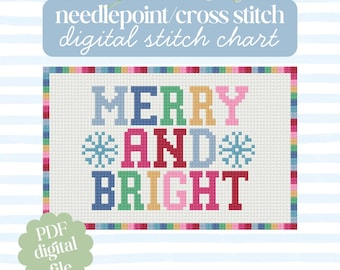 Christmas Cross Stitch Pattern: Merry and Bright (PDF Download)