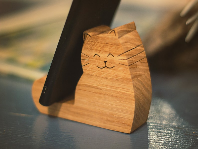 Cat Phone Holder / Desk Phone Holder / Tablet Holder / Wooden Etsy